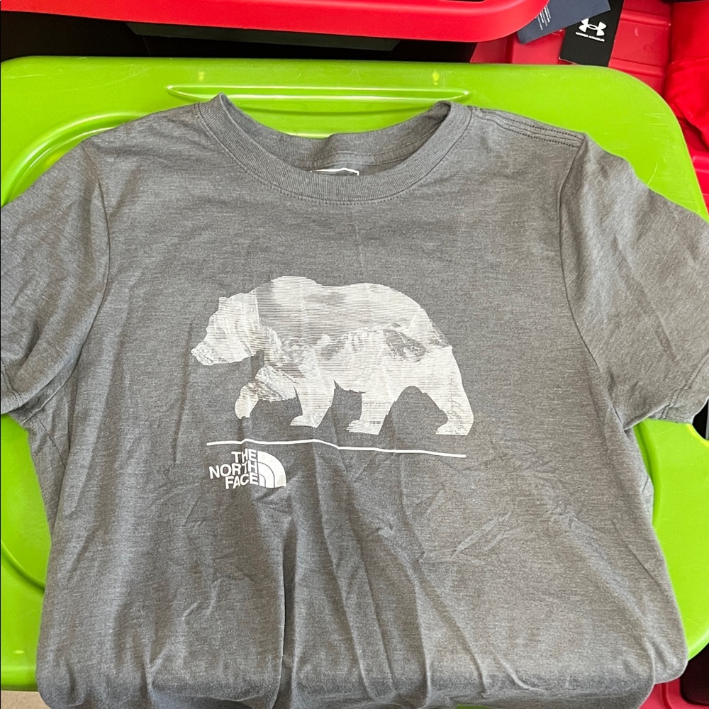 The North Face Kids Charcoal T-Shirt with Bear Design